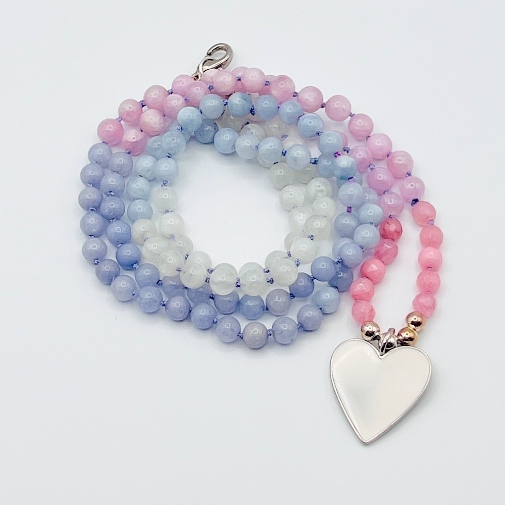 Long silk knotted rainbow necklace